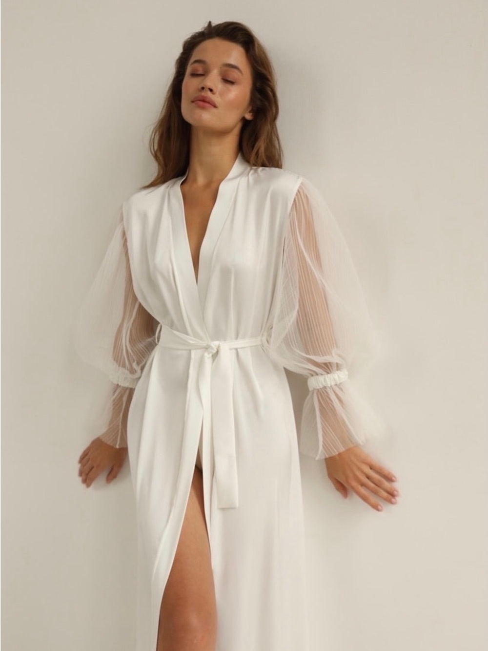 The Robe Nicole- White Long bridal Robe